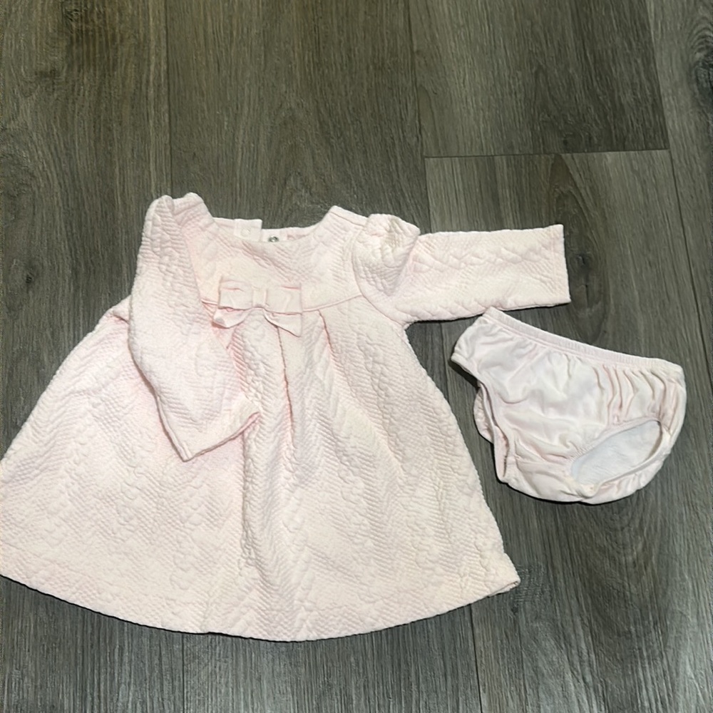 Janie and Jack pink quilted dress and matching bloomers